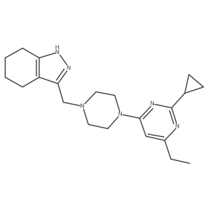 3-{[4-(2-cyclopropyl-6-ethylpyrimidin-4-yl)piperazin-1-yl]methyl}-4,5,6,7-tetrahydro-1H-indazole Structure