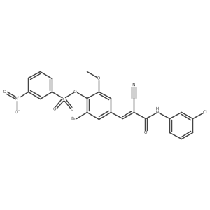 2-Bromo-4-[3-[(3-chlorophenyl)amino]-2-cyano-3-oxo-1-propen-1-yl]-6-methoxyphenyl 3-nitrobenzenesulfonate结构式