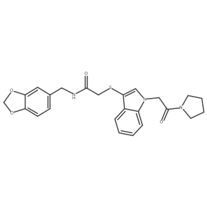 N-(1,3-benzodioxol-5-ylmethyl)-2-{[1-(2-oxo-2-pyrrolidin-1-ylethyl)-1H-indol-3-yl]thio}acetamide Structure