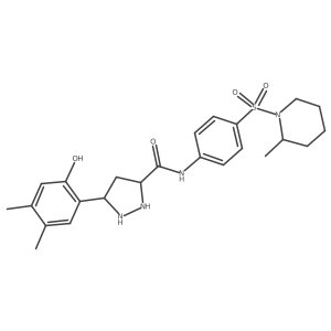 5-(2-hydroxy-4,5-dimethylphenyl)-N-[4-(2-methylpiperidin-1-yl)sulfonylphenyl]pyrazolidine-3-carboxamide结构式