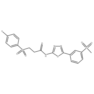 3-((4-fluorophenyl)sulfonyl)-N-(5-(3-(methylsulfonyl)phenyl)-1,3,4-oxadiazol-2-yl)propanamide Structure