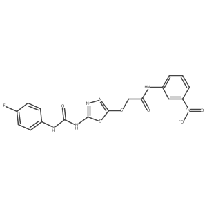 2-((5-(3-(4-fluorophenyl)ureido)-1,3,4-thiadiazol-2-yl)thio)-N-(3-nitrophenyl)acetamide Structure