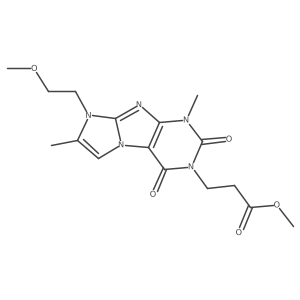 methyl 3-(8-(2-methoxyethyl)-1,7-dimethyl-2,4-dioxo-1H-imidazo[2,1-f]purin-3(2H,4H,8H)-yl)propanoate结构式