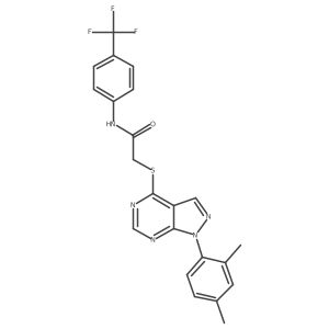 2-((1-(2,4-dimethylphenyl)-1H-pyrazolo[3,4-d]pyrimidin-4-yl)thio)-N-(4-(trifluoromethyl)phenyl)acetamide结构式