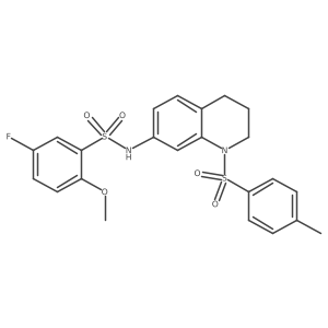 5-fluoro-2-methoxy-N-(1-tosyl-1,2,3,4-tetrahydroquinolin-7-yl)benzenesulfonamide结构式