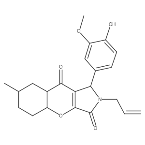 1-(4-hydroxy-3-methoxyphenyl)-7-methyl-2-prop-2-enyl-4a,5,6,7,8,8a-hexahydro-1H-chromeno[2,3-c]pyrrole-3,9-dione Structure