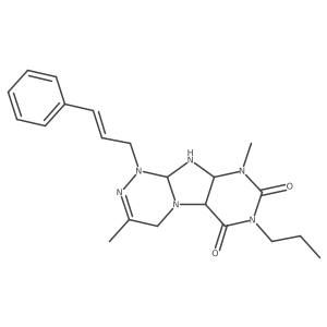 3,9-dimethyl-1-[(E)-3-phenylprop-2-enyl]-7-propyl-5a,9a,10,10a-tetrahydro-4H-purino[8,7-c][1,2,4]triazine-6,8-dione Structure