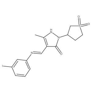 (4E)-2-(1,1-dioxidotetrahydrothiophen-3-yl)-4-{[(3-iodophenyl)amino]methylidene}-5-methyl-2,4-dihydro-3H-pyrazol-3-one Structure