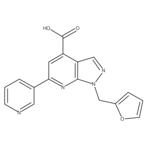 1-(furan-2-ylmethyl)-6-(pyridin-3-yl)-1H-pyrazolo[3,4-b]pyridine-4-carboxylic acid结构式