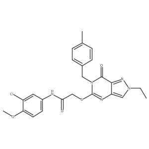 N-(3-chloro-4-methoxyphenyl)-2-({2-ethyl-6-[(4-methylphenyl)methyl]-7-oxo-2H,6H,7H-pyrazolo[4,3-d]pyrimidin-5-yl}sulfanyl)acetamide结构式