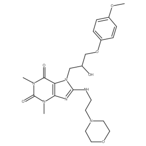 7-(2-hydroxy-3-(4-methoxyphenoxy)propyl)-1,3-dimethyl-8-((2-morpholinoethyl)amino)-1H-purine-2,6(3H,7H)-dione结构式