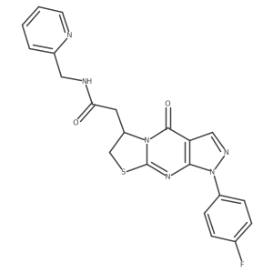 2-(1-(4-fluorophenyl)-4-oxo-1,4,6,7-tetrahydropyrazolo[3,4-d]thiazolo[3,2-a]pyrimidin-6-yl)-N-(pyridin-2-ylmethyl)acetamide结构式