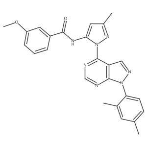 N-{1-[1-(2,4-dimethylphenyl)-1H-pyrazolo[3,4-d]pyrimidin-4-yl]-3-methyl-1H-pyrazol-5-yl}-3-methoxybenzamide结构式