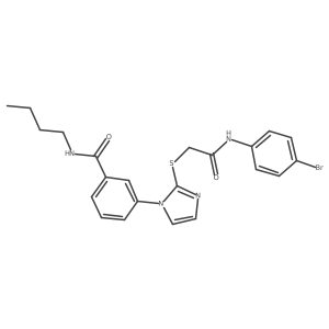 3-(2-((2-((4-bromophenyl)amino)-2-oxoethyl)thio)-1H-imidazol-1-yl)-N-butylbenzamide结构式