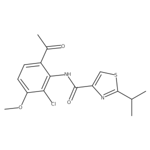 n-(6-Acetyl-2-chloro-3-methoxyphenyl)-2-isopropylthiazole-4-carboxamide结构式