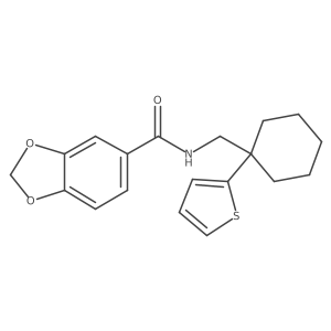 N-((1-(thiophen-2-yl)cyclohexyl)methyl)benzo[d][1,3]dioxole-5-carboxamide Structure