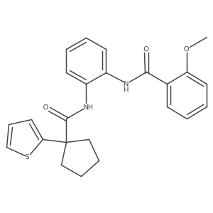 2-methoxy-N-{2-[1-(thiophen-2-yl)cyclopentaneamido]phenyl}benzamide结构式