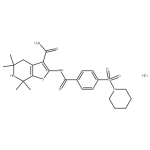 5,5,7,7-Tetramethyl-2-(4-(piperidin-1-ylsulfonyl)benzamido)-4,5,6,7-tetrahydrothieno[2,3-c]pyridine-3-carboxamide hydrochloride Structure