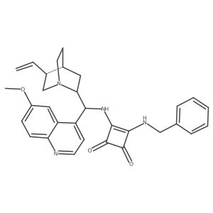 3-(Benzylamino)-4-(((S)-(6-methoxyquinolin-4-yl)((1S,2S,4S,5R)-5-vinylquinuclidin-2-yl)methyl)amino)cyclobut-3-ene-1,2-dione Structure