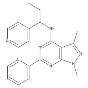 1,3-Dimethyl-6-(pyridin-2-yl)-N-(1-(pyridin-4-yl)propyl)-1H-pyrazolo[3,4-d]pyrimidin-4-amine结构式