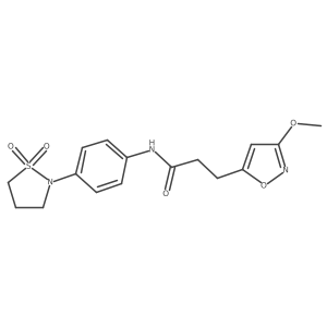 N-[4-(1,1-dioxido-1,2-thiazolidin-2-yl)phenyl]-3-(3-methoxy-1,2-oxazol-5-yl)propanamide结构式