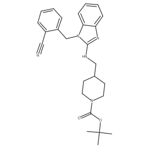 tert-Butyl 4-(((1-(2-cyanobenzyl)-1H-benzo[d]imidazol-2-yl)amino)methyl)piperidine-1-carboxylate Structure