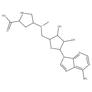 Adenosine, 5a(2)-[(5-carboxy-3-pyrrolidinyl)methylsulfonio]-5a(2)-deoxy-, [3R-(3I+/-,5I(2))]-结构式