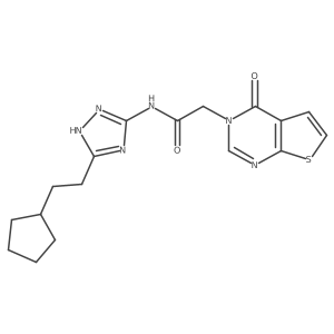 N-[3-(2-cyclopentylethyl)-1H-1,2,4-triazol-5-yl]-2-(4-oxothieno[2,3-d]pyrimidin-3(4H)-yl)acetamide Structure
