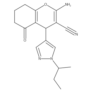 2-Amino-4-(1-(sec-butyl)-1H-pyrazol-4-yl)-5-oxo-5,6,7,8-tetrahydro-4H-chromene-3-carbonitrile Structure