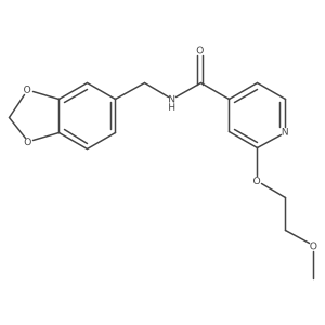 N-(benzo[d][1,3]dioxol-5-ylmethyl)-2-(2-methoxyethoxy)isonicotinamide结构式