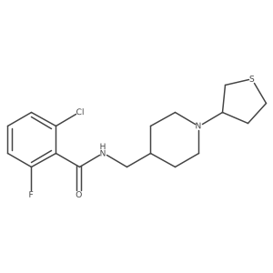 2-chloro-6-fluoro-N-((1-(tetrahydrothiophen-3-yl)piperidin-4-yl)methyl)benzamide结构式