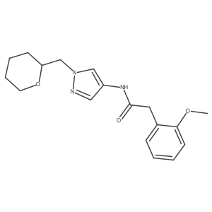 2-(2-methoxyphenyl)-N-(1-((tetrahydro-2H-pyran-2-yl)methyl)-1H-pyrazol-4-yl)acetamide结构式