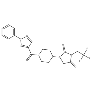 1-[1-(2-phenyl-2H-1,2,3-triazole-4-carbonyl)piperidin-4-yl]-3-(2,2,2-trifluoroethyl)imidazolidine-2,4-dione Structure