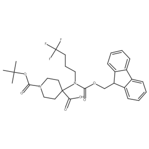 1-[(tert-butoxy)carbonyl]-4-({[(9H-fluoren-9-yl)methoxy]carbonyl}(4,4,4-trifluorobutyl)amino)piperidine-4-carboxylic acid Structure