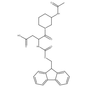 4-(3-acetamidopiperidin-1-yl)-3-({[(9H-fluoren-9-yl)methoxy]carbonyl}amino)-4-oxobutanoic acid结构式