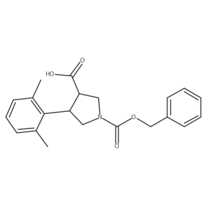 rac-(3R,4S)-1-[(benzyloxy)carbonyl]-4-(2,6-dimethylphenyl)pyrrolidine-3-carboxylic acid结构式