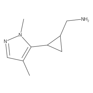 rac-[(1R,2R)-2-(1,4-dimethyl-1H-pyrazol-5-yl)cyclopropyl]methanamine结构式