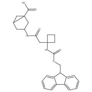 rac-(1R,3R,5R)-3-{2-[1-({[(9H-fluoren-9-yl)methoxy]carbonyl}amino)cyclobutyl]acetamido}bicyclo[3.1.0]hexane-1-carboxylic acid Structure