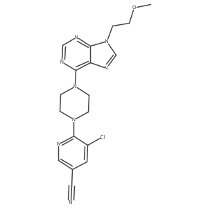 5-chloro-6-{4-[9-(2-methoxyethyl)-9H-purin-6-yl]piperazin-1-yl}pyridine-3-carbonitrile结构式