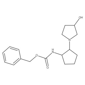 rac-benzyl N-[(1R,2S)-2-(3-hydroxypyrrolidin-1-yl)cyclopentyl]carbamate结构式
