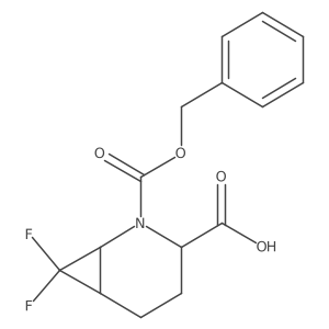 (1S,3R,6R)-2-[(benzyloxy)carbonyl]-7,7-difluoro-2-azabicyclo[4.1.0]heptane-3-carboxylic acid结构式