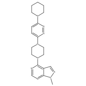 3-(4-{1-methyl-1H-pyrazolo[3,4-d]pyrimidin-4-yl}piperazin-1-yl)-6-(piperidin-1-yl)pyridazine结构式