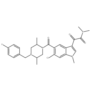 2-(6-Chloro-5-{4-[(4-fluorophenyl)methyl]-2,5-dimethylpiperazine-1-carbonyl}-1-methylindol-3-YL)-N,N-dimethyl-2-oxoacetamide Structure