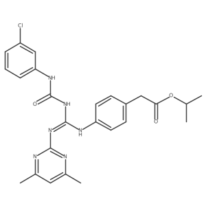 propan-2-yl (4-{N''-[(3-chlorophenyl)carbamoyl]-N'-(4,6-dimethylpyrimidin-2-yl)carbamimidamido}phenyl)acetate结构式