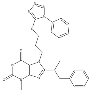 8-[Benzyl(methyl)amino]-3-methyl-7-[3-(1-phenyltetrazol-5-yl)sulfanylpropyl]-4,5-dihydropurine-2,6-dione结构式