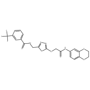 N-((5-((2-((2,3-dihydrobenzo[b][1,4]dioxin-6-yl)amino)-2-oxoethyl)thio)-1,3,4-oxadiazol-2-yl)methyl)-3-(trifluoromethyl)benzamide Structure
