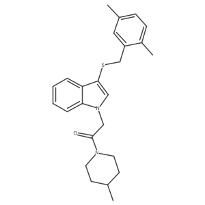 2-(3-((2,5-dimethylbenzyl)thio)-1H-indol-1-yl)-1-(4-methylpiperidin-1-yl)ethanone Structure