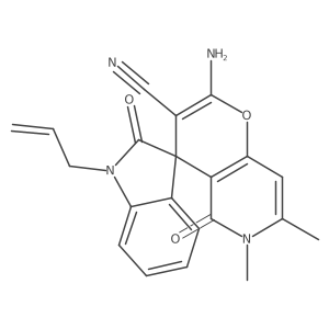 1-Allyl-2'-amino-6',7'-dimethyl-2,5'-dioxo-5',6'-dihydrospiro[indoline-3,4'-pyrano[3,2-c]pyridine]-3'-carbonitrile结构式