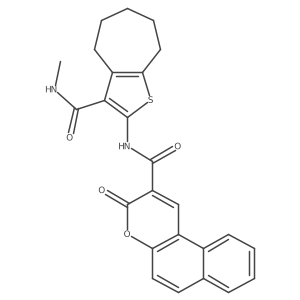 N-(3-(methylcarbamoyl)-5,6,7,8-tetrahydro-4H-cyclohepta[b]thiophen-2-yl)-3-oxo-3H-benzo[f]chromene-2-carboxamide结构式