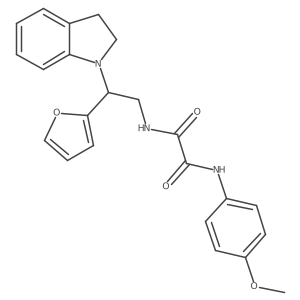 N1-(2-(furan-2-yl)-2-(indolin-1-yl)ethyl)-N2-(4-methoxyphenyl)oxalamide结构式